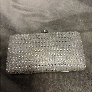 Silver Crystal Embellished Evening Clutch